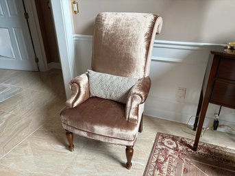 Warm Copper Taupe Velveteen Covered Arm Chair