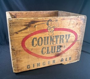 Country Club Ginger Ale Wooden Crate Springfield Mass.