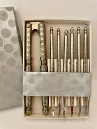 Vintage Nutcracker & 6 Nut Picks In Original Box