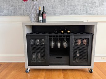 Faux Concrete Bar Cart On Casters