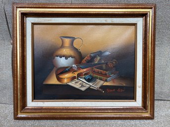 Original Oil On Canvas Still Life By Frank Lean (French, 20th Century), Signed
