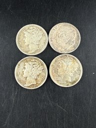 Lot Of 3 Mercury Silver Dimes & 1 Silver Roosevelt Dime