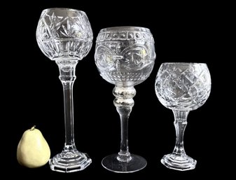 A Trio Of Oversized Cut Glass Goblets