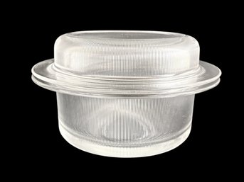 MCM Heller Ribbed Glass Covered Dish  Vignelli Design