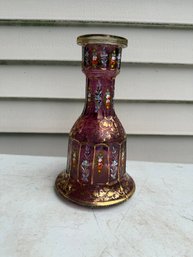 Bohemian Cranberry Red Glass Hookah Base