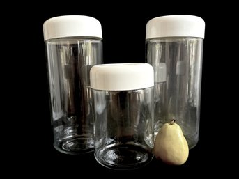 Three MCM Heller Glass Storage Canisters