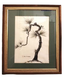 'Cape Pine' Original Sumi-e Brush Painting Signed By Ridd-Howell