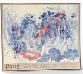 1979 Listed Artist Pang Tseng-Ying 'Wash Art '79' Exhibition Poster Koi & Lotus 28' X 25'