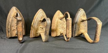 Lot Of 4 Cast Iron Solid Sad Irons. Doorstops!! 20 Pounds Total!