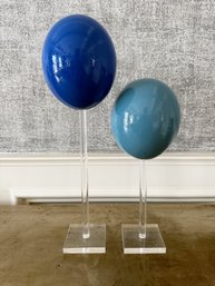 Blue 'Ostrich Eggs' On Stands