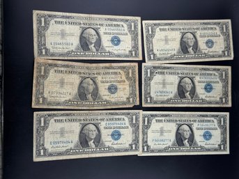 Lot Of (6) 1 Silver Certificates
