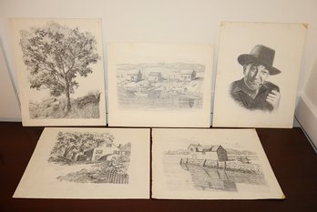 Collection Of Graphite Drawings Signed By M. Sicurella