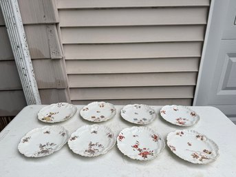 Set Of 8 Antique Limoges Porcelain Scalloped Plate From France