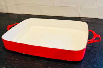 VIntage Dansk Kobenstyle  Red Enamel Rectangular Casserole Dish