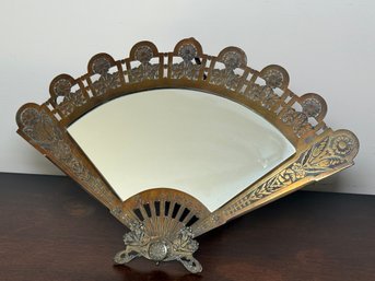 Antique Victorian Brass Fan Shaped Mirror