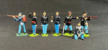 7 Vintage Lead Figures Possibly Union Civil War Soldiers. Some Are Marked Britains.