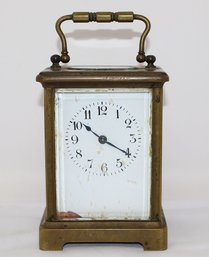 19th Century French Brass Carriage Clock With Winding Key