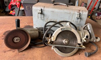 Milwaukee Heavy Duty 7' Sander / Grinder And Skilsaw Model 87 With Metal Box
