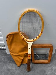 Vintage Wilson Jack Kramer Autograph Tennis Racket With Press  Classic Wooden Racquet