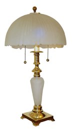 Ormolu & Frosted Glass Dome Shade Table Lamp