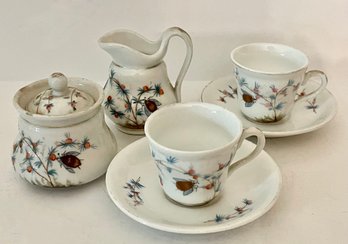 Lovely Antique Child's Tea Set Pieces - Bug & Floral Design