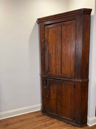 Wow! Antique Primitive Wooden Corner Cupboard