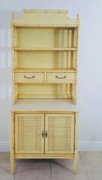 Vintage Hollywood Regency Henry Link Bali Faux Bamboo Hutch And Cabinet