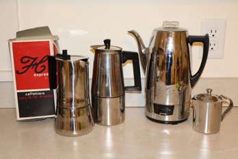Coffeematic Made By Universal & Stainless Steel Stove Top Percolators