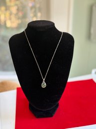 Bear Claw Pendant Necklace With Abalone Shell Inlay  Silver Tone