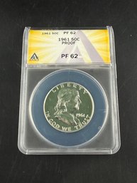 1961 Proof Ben Franklin Silver Half Dollar Graded ANACS PF62