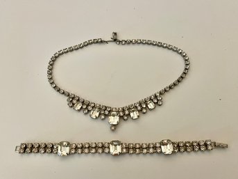 Vintage Rhinestone Necklace And Bracelet - La Rel