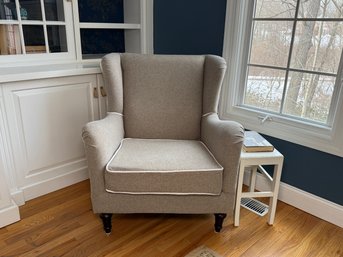 Classic Upholstered Wingback Accent Chair With Piped Trim