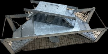 Havahart Galvanized Steel Live Animal Cage Traps Two Door Wire Mesh Lot Of 2