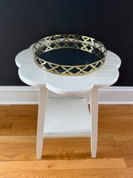 Pottery Barn Flower Accent Table And Mirrored Tray