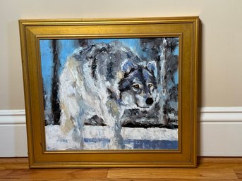 RA Rose Wolf Scene Signed Original Oil Painting