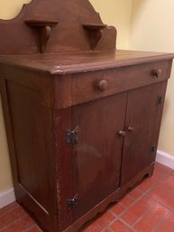 Vintage Painted Pine Chest With Drawer, Cupboard And Two Little Shelves
