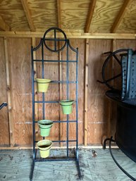 Free Standing Planter Trellis With 4 Ceramic Pots