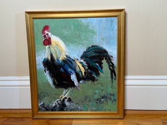 RA Rose Rooster Original Oil Painting