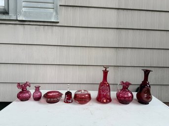 Large Collection Of Cranberry And Ruby Pink Glassware