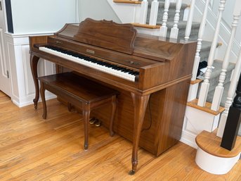Baldwin Acrosonic Walnut Spinet Piano With Bench, Made In USA