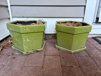Pair Of Green Planters