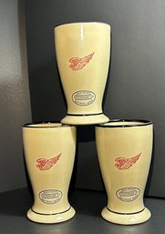 3 RED WING Stoneware Pottery 12oz Pilsner Beer Cups.