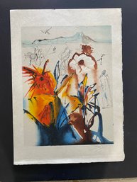 Salvador Dali Lithograph On Rare Rice Paper With Pencil Signature