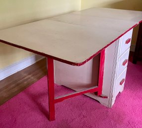 Unusual Mid Century Chest Of Drawers With Fold Out Table Leaves