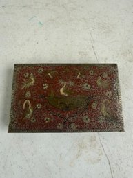 Indian Enameled And Etched Brass Trinket Box