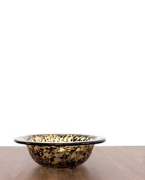 Hand Blown Calico Brown Glass Bowl
