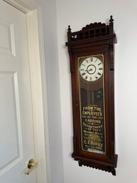 Antique 19th Century New Haven Clock Co Gambia Striking Wall Clock,  Circa 1883
