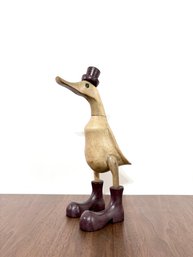 Hand-carved Vie Naturals Duck With Boot & Hat
