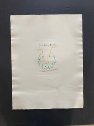 Pablo Picasso 1957 Vintage Etching Plate Signature With Arches Paper Stamp