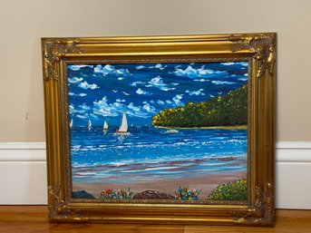 Angelita 'Sailing Blue Sea' Original Acrylic Painting With COA